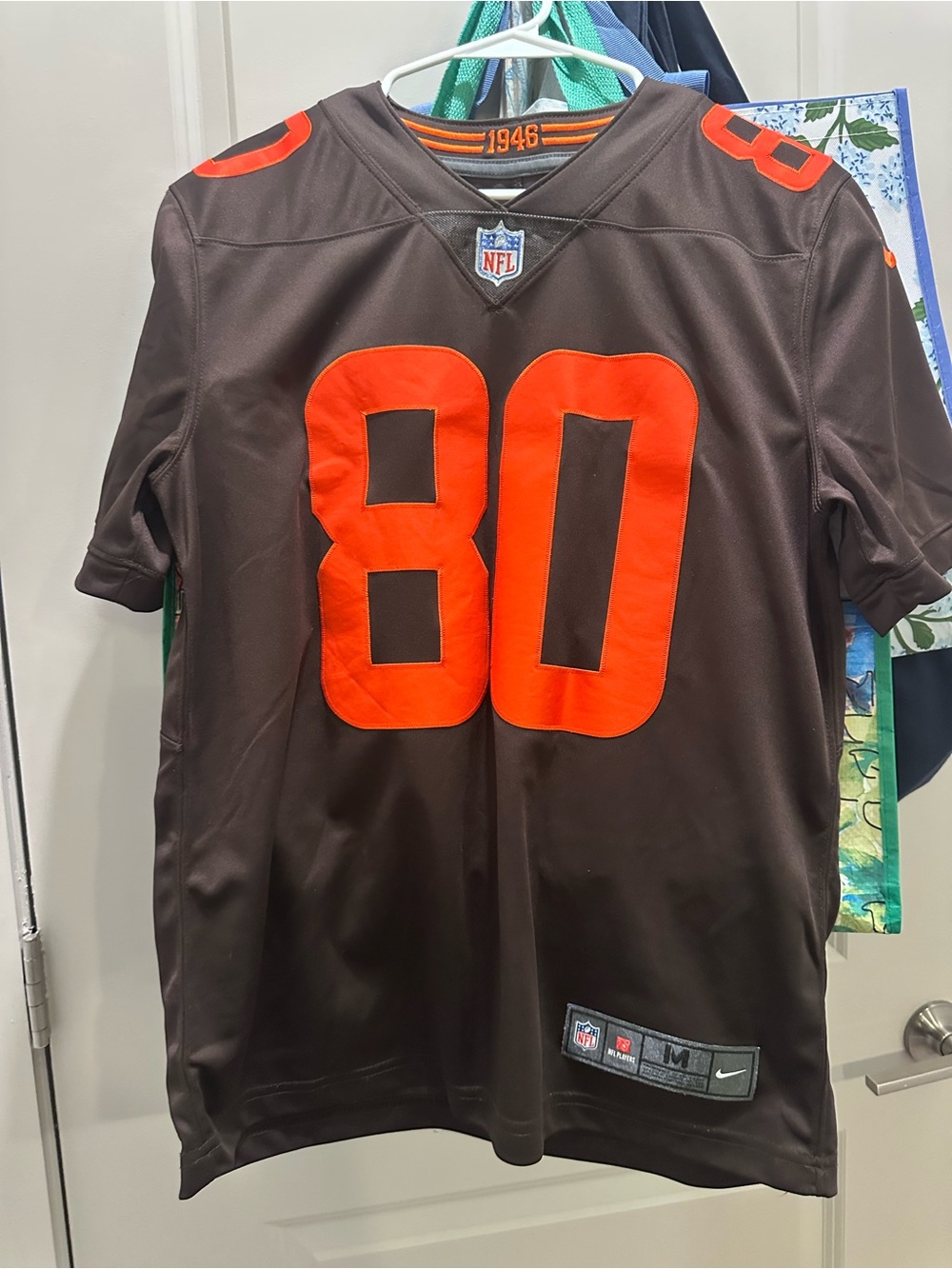 Nike Brown and Orange #80 Men's Football Jersey